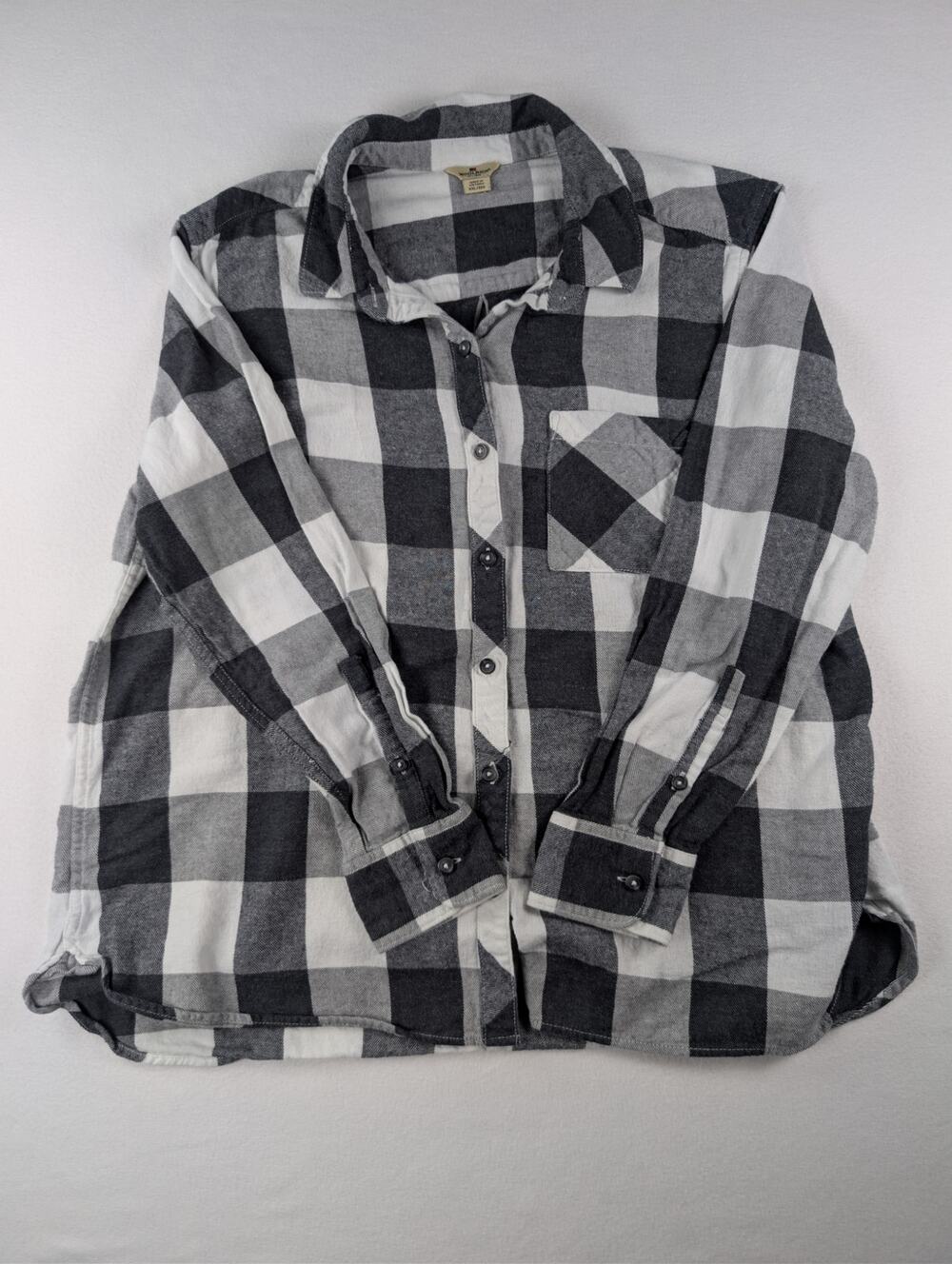 Title: Woolrich XXL Black White Buffalo Plaid 100% Cotton Flannel Shirt